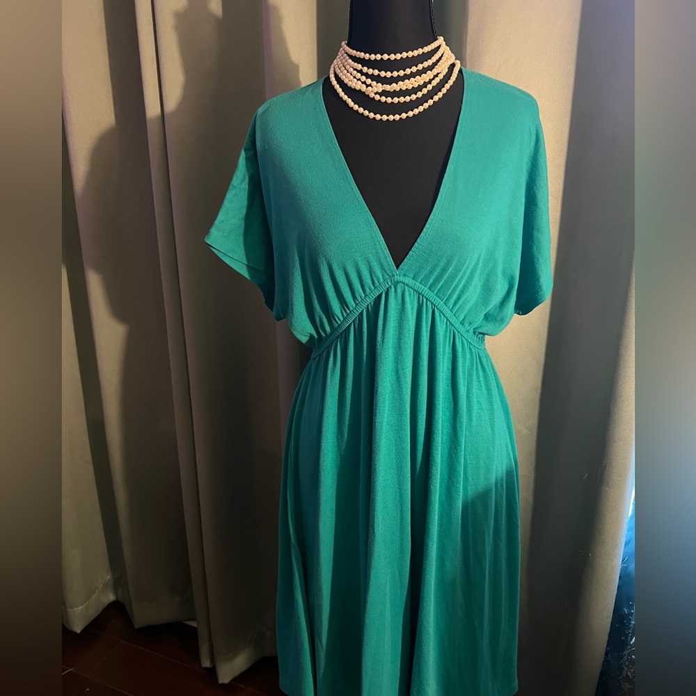 Mossimo Supply Co. Teal V-Neck Knee Length Dress M